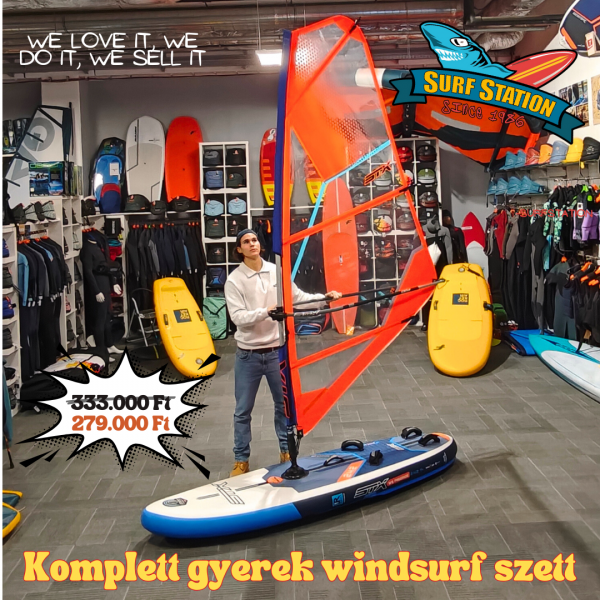 Gyerek Windsurf komplett szett (242 deszka &amp; 2.0-2.5-3.0 vitorla )